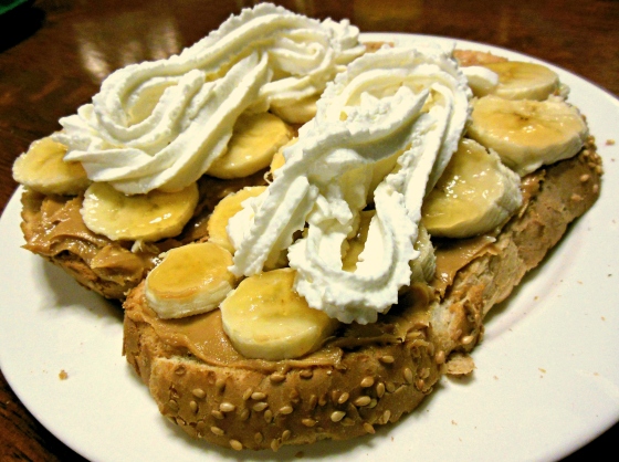 peanut butter and banana on toasted bread